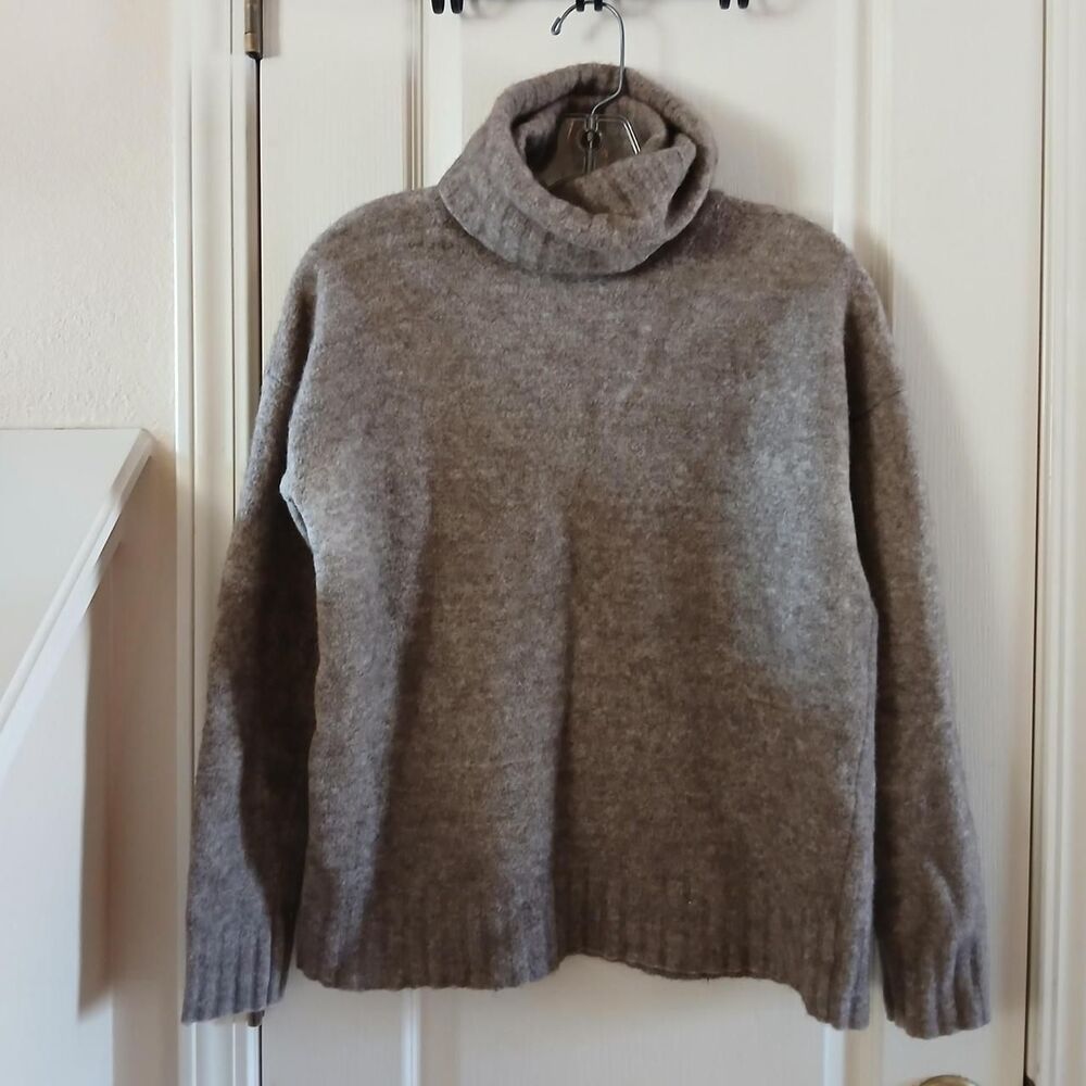 Theory Brown Yak Wool Blend Turtleneck Sweater S Old Money Classic Basic Preppy